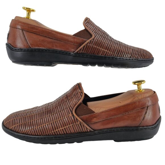 Vintage Bragano Italy Driving Casual Loafers Mens 8M Brown Basket Weave Slip-ons - Picture 4 of 11